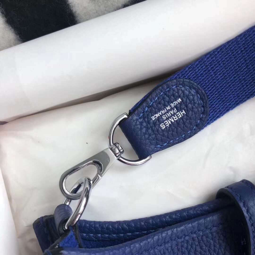 에르메스 미니 에블린16 블루 은장 토고가죽